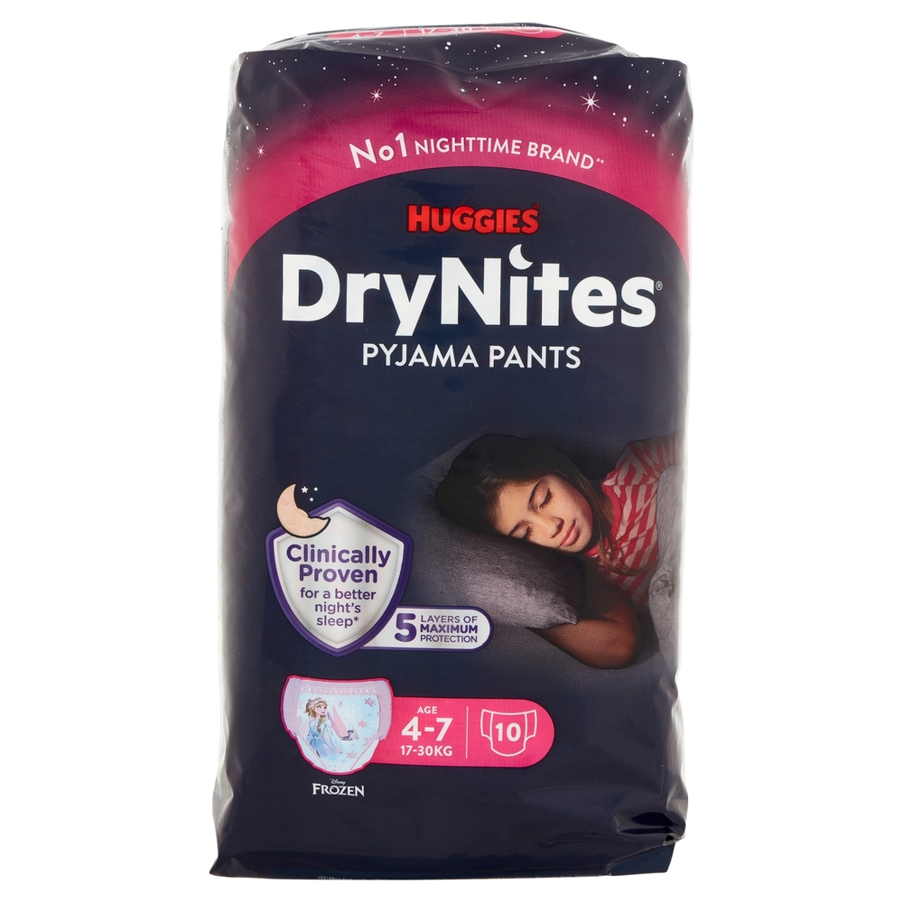 Huggies DryNites Pyjama Pants Age 4-7 17-30 Kg 10 pz
